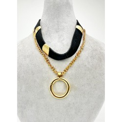 Gold Yuvarlak Desenli Kolye